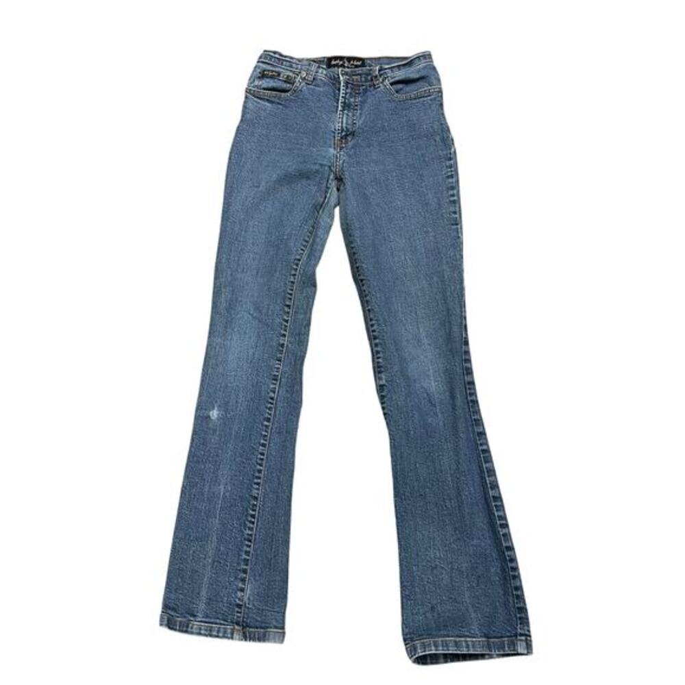 BABY PHAT Vintage Midrise Denim Blue jeans bootcut thrashed torn knee sz 5